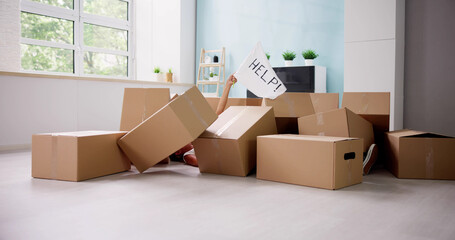 Funny Moving Accidents. Falling Cardboard Boxes