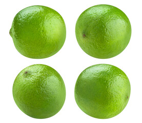 Set of delicious lime fruits cut out