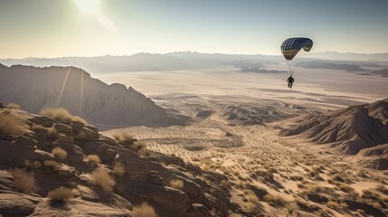 Parachuting. Action sport