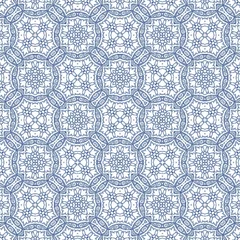 Foto auf Acrylglas Decorative color ceramic azulejo tiles Vector seamless pattern watercolor Modern design Blue folk ethnic ornament for print web background surface texture towels pillows wallpaper © MCP