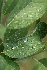 water drops on leaf