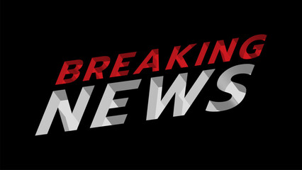 Breaking news screen banner ,template design widescreen ratio 16:9 vector illustration for news channels or internet television broadcast concept minimal red  and white text on black background.