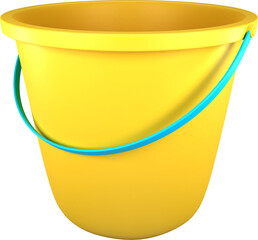 3d beach bucket illustration. Design element with summer theme. 3D render. - obrazy, fototapety, plakaty
