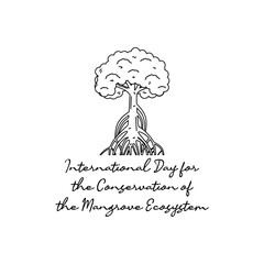 line art of international day for the conservation of the mangrove ecosystem celebrate. line art. illustration.