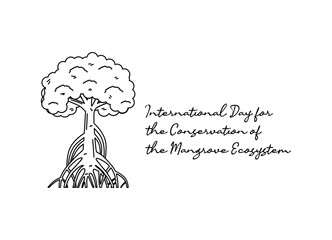 line art of international day for the conservation of the mangrove ecosystem celebrate. line art. illustration.