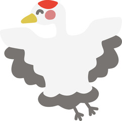 デフォルメした笑顔の鶴のイラスト