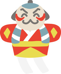 シンプルにデフォルメした笑顔の奴凧のイラスト