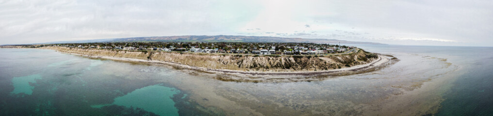 Aldinga Coastline, South Australia, Aerial Panorama.