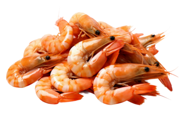 Boiled shrimp. isolated object, transparent background