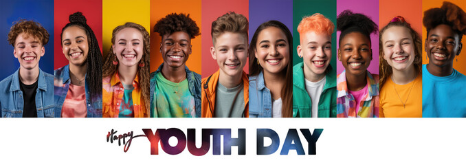 colorful of youth teeanager for Happy Youth Day concept , International Youth Day banner