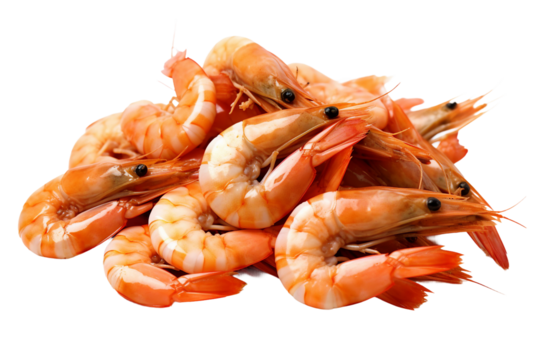 Boiled shrimp. isolated object, transparent background - Powered by Adobe