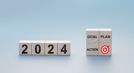 2024 Goal, plan, action. Business common goals for planning new project, annual plan, business...