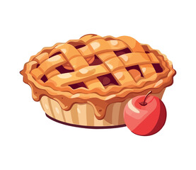 Freshly baked apple pie on white background