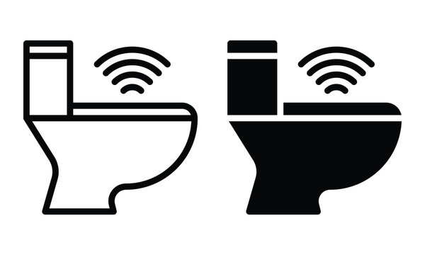 Smart toilet icon with outline and glyph style.