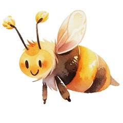 watercolor cute bee, ai generative