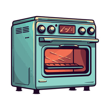 Modern Electric Stove With Oven Kitchen Appliance Flat Vector For