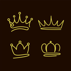 crown Sketch hand drawn line art style design. Simple graffiti coronation, elegant queen or king crown hand drawn. Royal imperial coronation symbol, regal king jeweled tiara isolated icon.