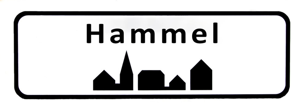 City sign of Hammel - Hammel Byskilt