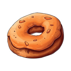 Sweet donut with chocolate icing and cream