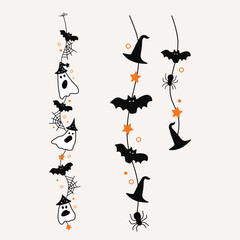 Halloween garland with traditional holiday design elements. Editable colors.