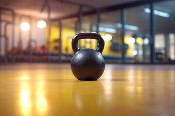 Fototapeta na wymiar A kettlebell on a gym floor