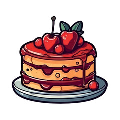 Sweet berry cheesecake slice with sauce