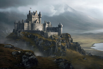 Fototapeta na wymiar Scottish castle standing majestically