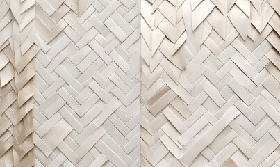  a white wall with a pattern of woven material on it.  generative ai