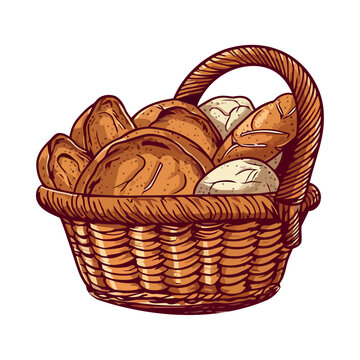 Hand drawn vector illustration of bread basket