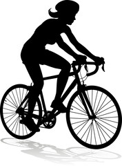 Plakat Bicyclist riding their bike and wearing a safety helmet in silhouette