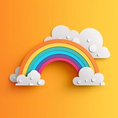 rainbow with clouds, paper style Generative AI