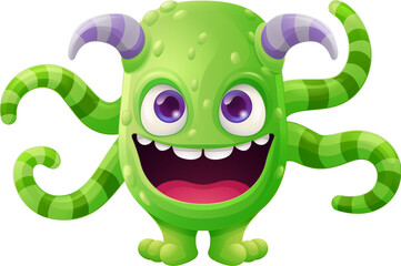 A monster alien cute friendly cartoon funny character or creature mascot