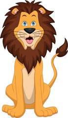 cute lion cartoon on white background