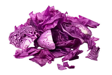 Chopped red cabbage. isolated object, transparent background