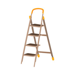 man step ladder cartoon. high stairway, safety career, construction business man step ladder sign. isolated symbol vector illustration