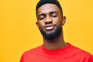 man emotion american fashion lifestyle american orange black african guy background portrait red