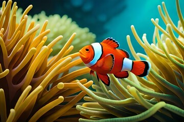 Naklejka na ściany i meble fish in the coral reef