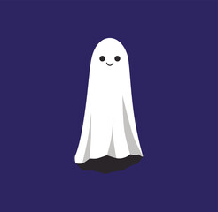 Vector flat cute ghost illustration. Simple illustration of a ghost in a sheet