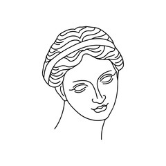 Vector antique sculpture line art icon. Hand drawn doodle vector illustration. Line art design.