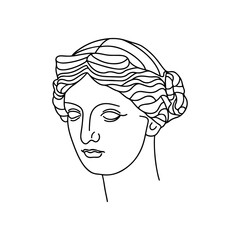 Vector antique sculpture line art icon. Hand drawn doodle vector illustration. Line art design.