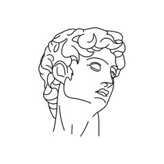 Vector antique sculpture line art icon. Hand drawn doodle vector illustration. Line art design.