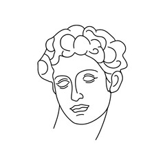 Vector antique sculpture line art icon. Hand drawn doodle vector illustration. Line art design.