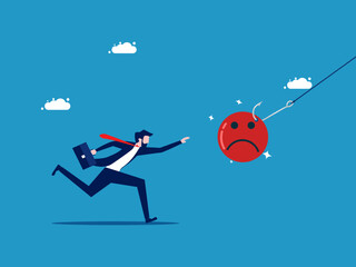 Businessman are victims of pessimism. vector illustration