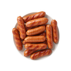 Grill sausages, realistic 3d sausage flying in the air, grilled meat collection, ultra realistic, icon, detailed, angle view food photo,  sausage composition