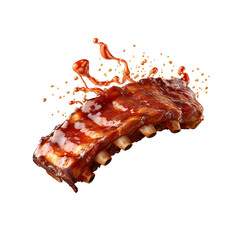 Grill pork beef ribs, realistic 3d ribs with honey, grilled meat collection, ultra realistic, icon, detailed, angle view food photo, ribs composition