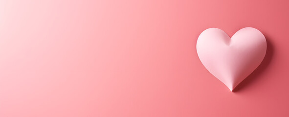 Happy Valentine's Day background banner with a love concept. Romantic pink heart on a pink background. Generative AI.