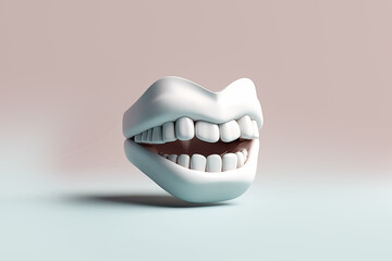 prototype of funny animated teeth on a color background. Generative ai
