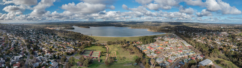 Happy Valley Reservoir, South Australia. Aerial panorama.