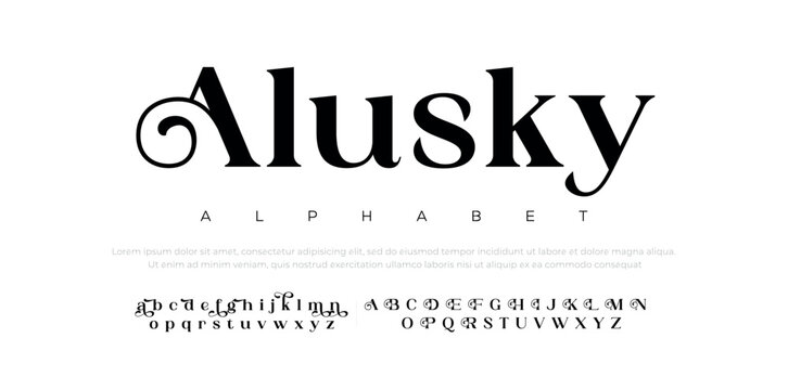 Elegant luxury abstract wedding fashion logo font alphabet. Minimal classic urban fonts for logo, brand etc. Typography typeface uppercase lowercase and number. vector illustration