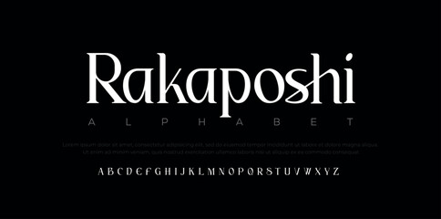 Rakaposhi abstract digital technology logo font alphabet. Minimal modern urban fonts for logo, brand etc. Typography typeface uppercase lowercase and number. vector illustration 